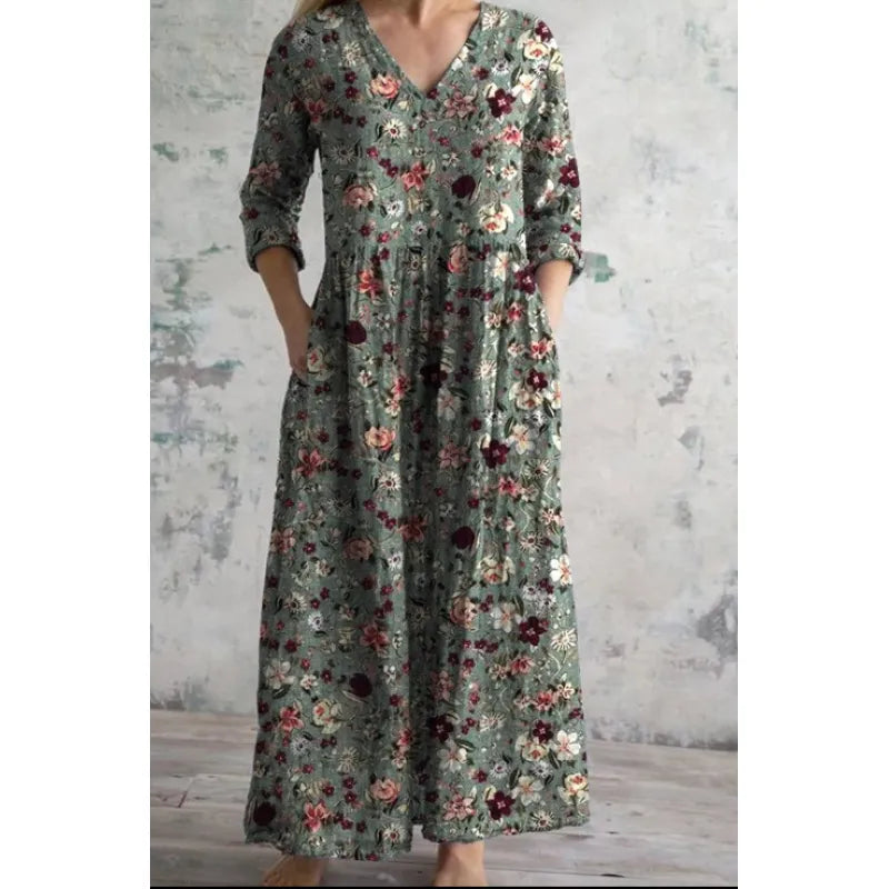 Blomstrande Maxi Klänning