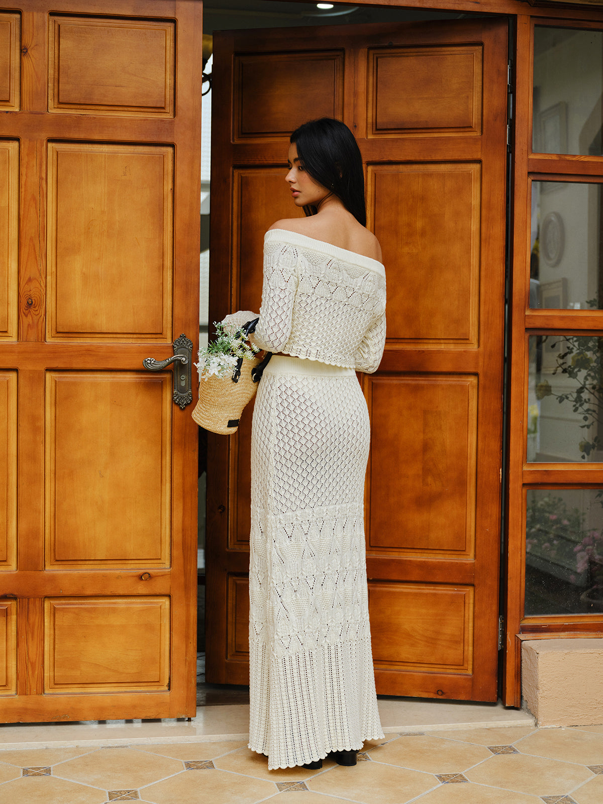 Olea™ stickad off-shoulder set