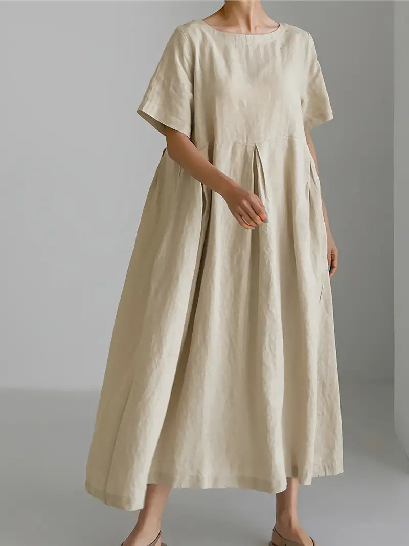Luftig Sommarklänning - Beige Linne