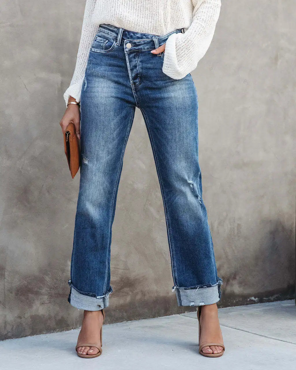 Casual Högmidjade Jeans