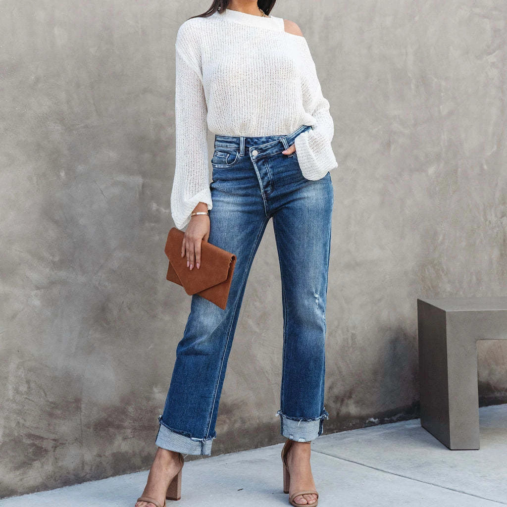 Casual Högmidjade Jeans