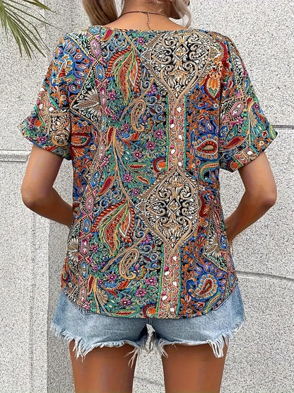 Paisley-top med V-hals