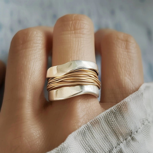 Vågig Tvåfärgad Ring