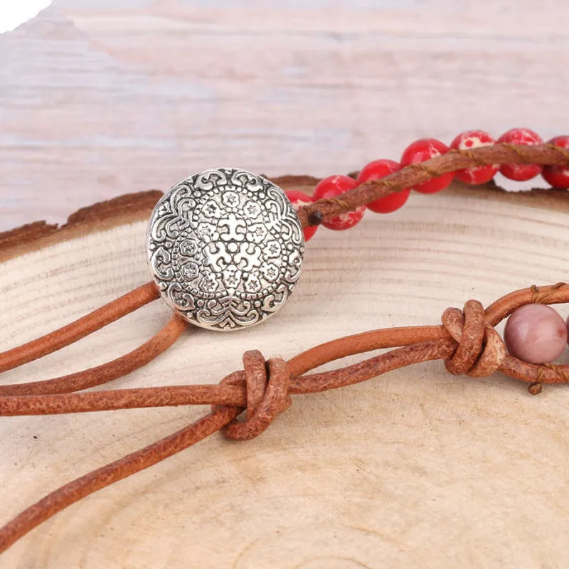 Pink Coral Läderarmband