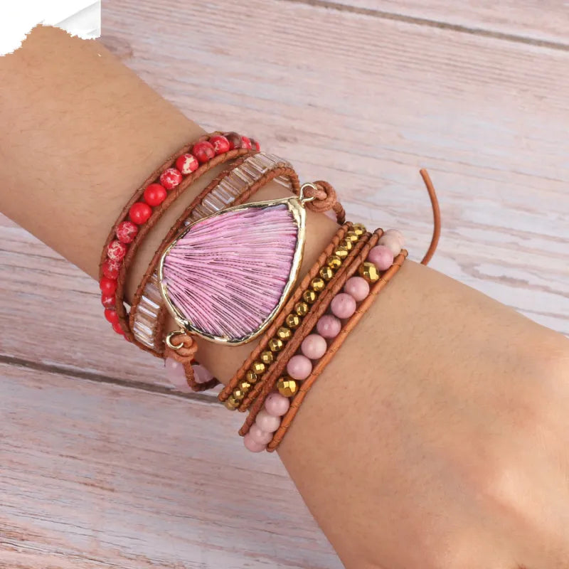 Pink Coral Läderarmband