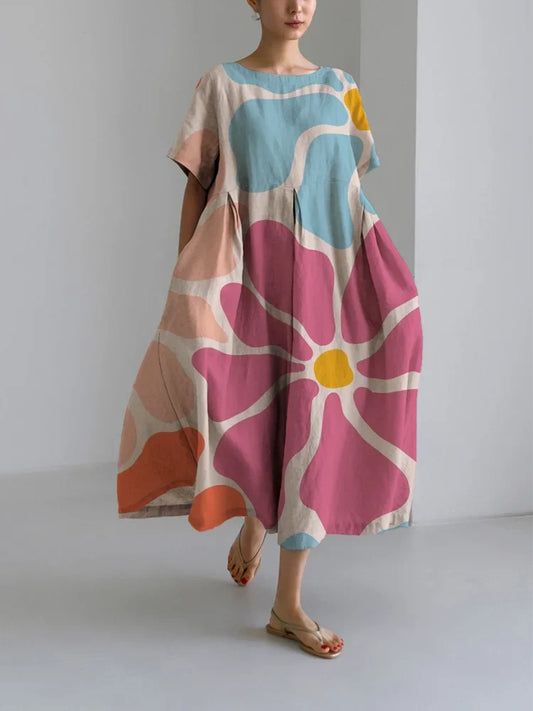 Luftig Sommarklänning - Retro Blommönster