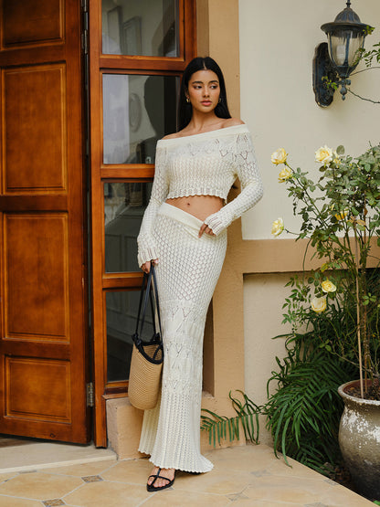 Olea™ stickad off-shoulder set