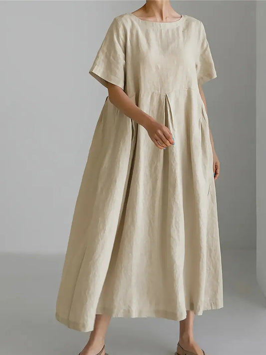 Luftig Sommarklänning - Beige Linne