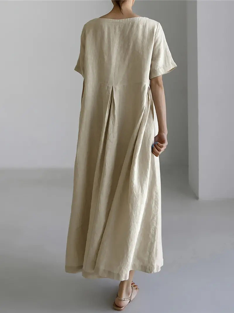 Luftig Sommarklänning - Beige Linne
