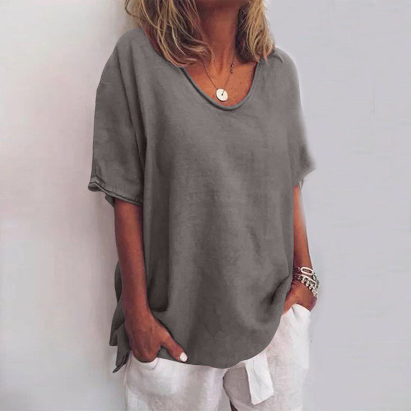 Casual T-shirt med rund hals